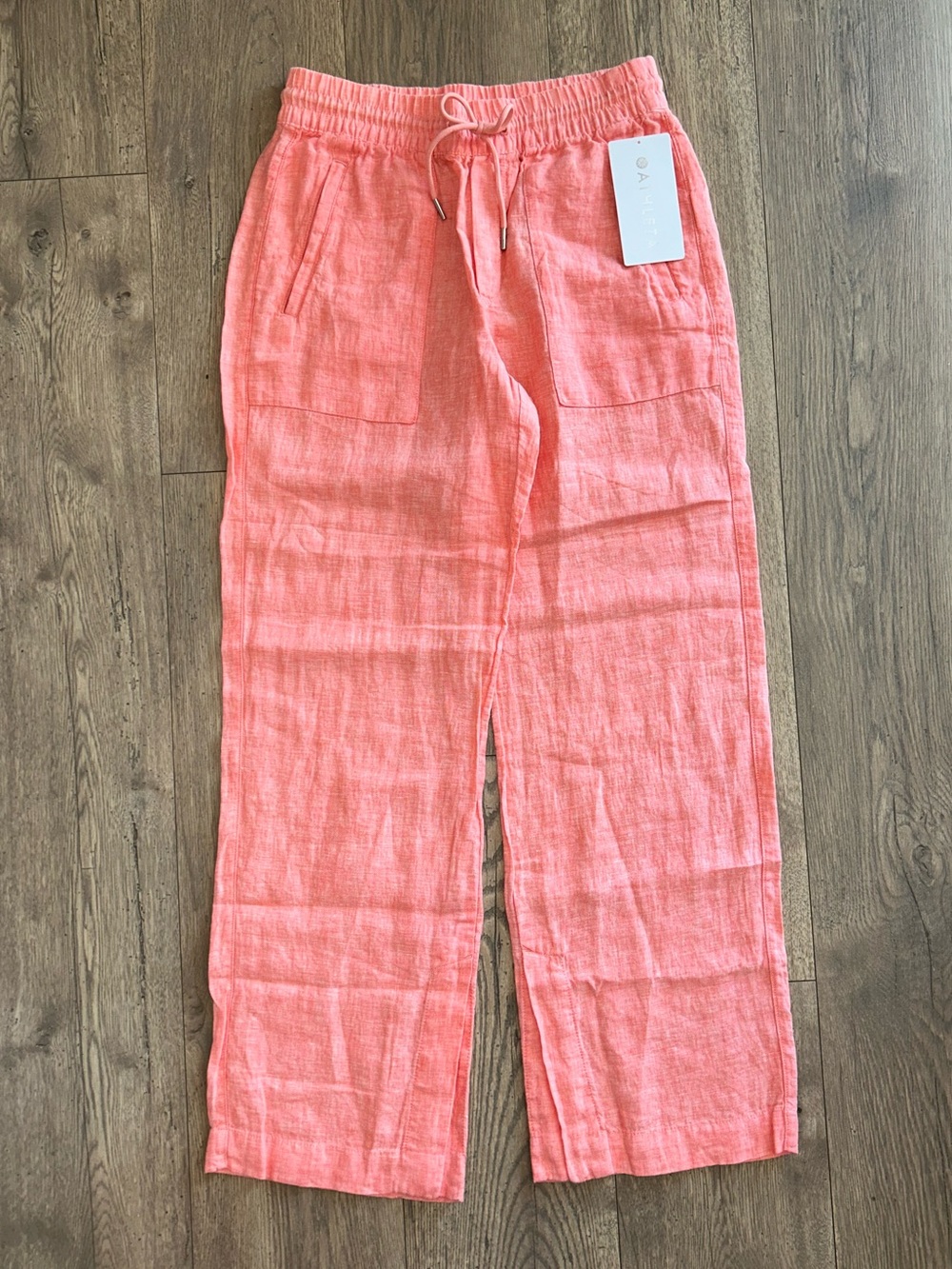 Athleta Retreat Coral Wide-Leg Linen Blend Pants NWT